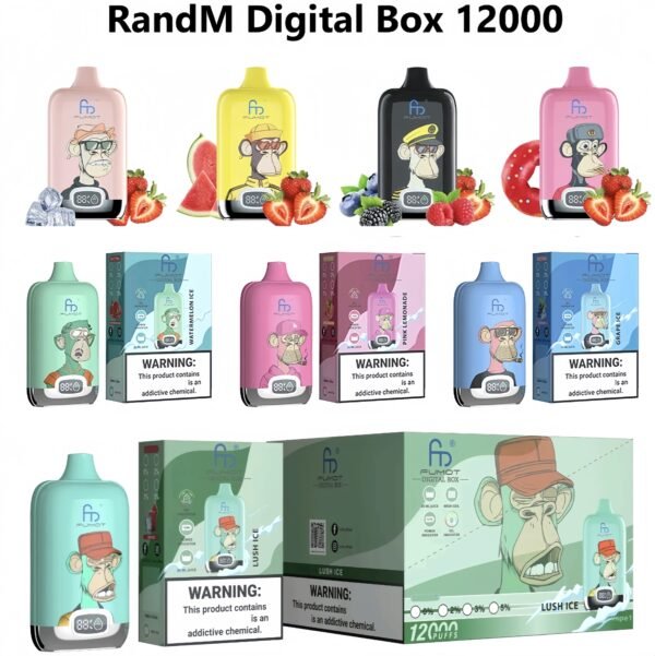 12 RandM Fumot Digital 12K puffs Disposable E Cigarettes vape  850mah 2% 5% 52 Flavors 12000 puffs