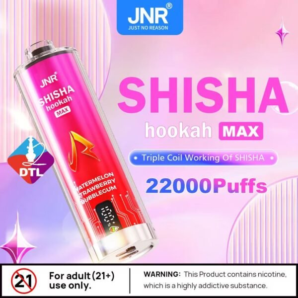 JNR Shisha  Hookah Max 22K puffs Disposable E Cigarettes vape  1100mah 2% 5%  15 Flavors 22000 puffs
