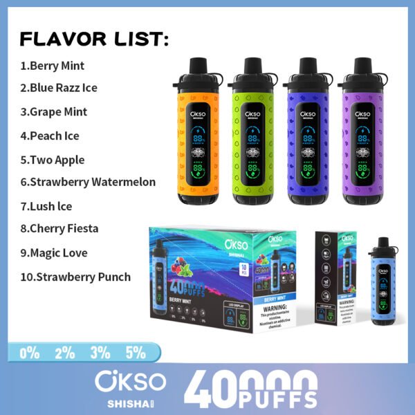 1000-主图-04 OKSO Shisha Max 40k puffs Disposable E Cigarettes vape 800mah 0/2/3/5% 10 Flavors 40000 puffs