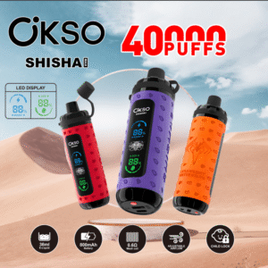 OKSO Shisha Max 40k puffs Disposable E Cigarettes vape 800mah 0/2/3/5% 10 Flavors 40000 puffs