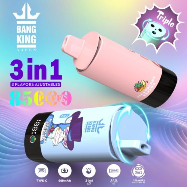 Bang king 85K 3in1 85K puffs Disposable E Cigarettes vape 600mah 21x3ml 0/2/3/5% 16 Flavors 85000 puffs