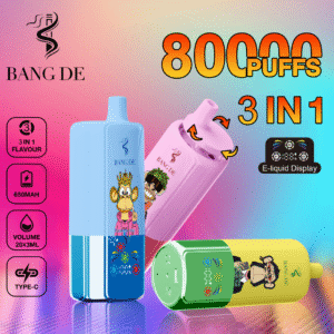 Bang De 3in1 80K puffs Disposable E Cigarettes vape 650mah 20x3ml 0/2/3/5% 12 Flavors 80000 puffs