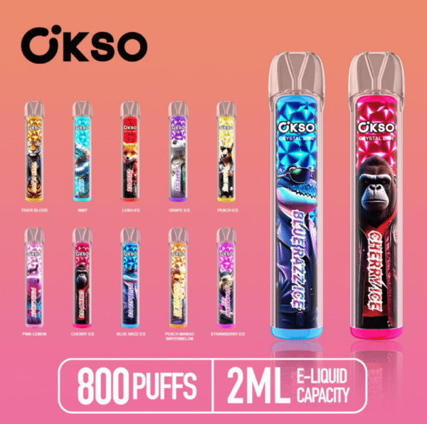 9273677f914bfc7808db73a04a0535d OKSO Crystal bar 800 puffs Disposable E Cigarettes vape 400mah 0/2/3/5% 10 Flavors RGBLED