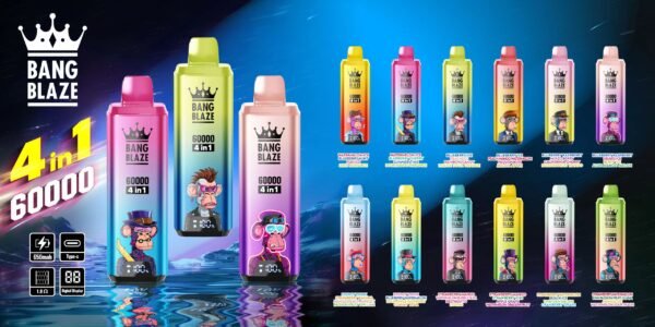 Bang Blaze 60K 4in1 flavors 60000 puffs Disposable E Cigarettes vape 650mah 0/2/3/5% 12 Flavors