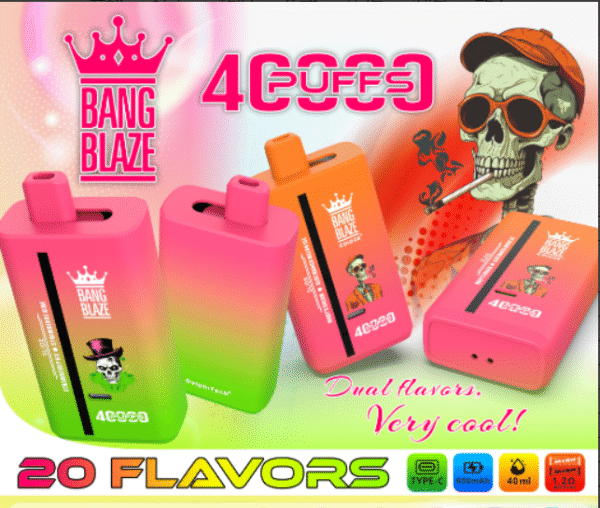 Bang Blaze 40K puffs Disposable E Cigarettes vape Double flavor 650mah 0/2/3/5% 32 Flavors 40000 puffs