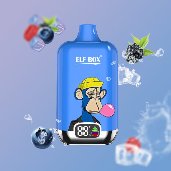 Blue Razz ice 蓝莓树莓冰 ELF BOX Digital 12000 puffs Disposable E Cigarettes vape 500mah 0/2/3/5% 20 Flavors 20K puffs