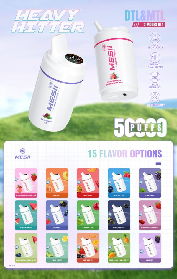 Mesii Shisha Heavy Hitter 50k 2 MesII Shisha Heavy Hitter 50k puffs Disposable E Cigarettes vape 0.2%  12 Flavors 50000 puffs