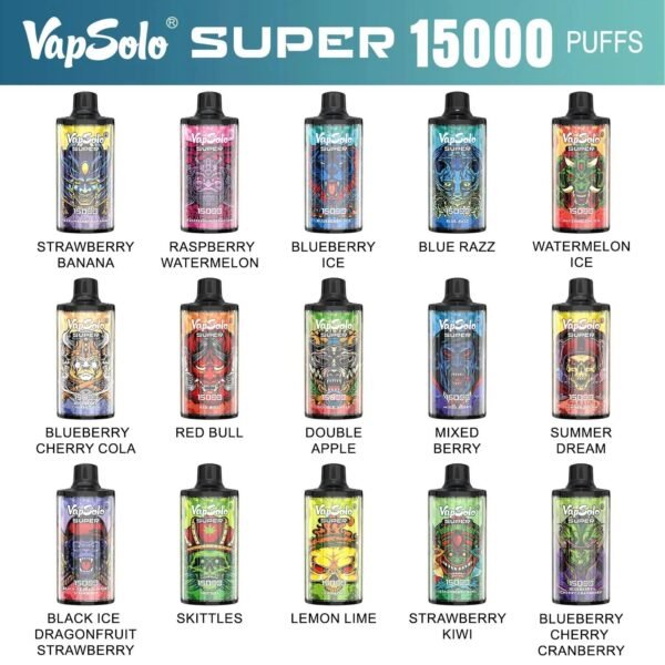N)1(LGYOJY7_KG1N([N9EM5 Vapsolo Super 15000 puffs Disposable E Cigarettes vape 650mah 2% 15 Flavors 15K puffs