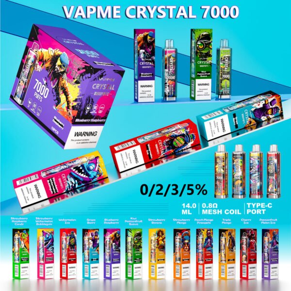 VAPME Crystal 7000 Vapme Crystal 7000 puffs isposable E Cigarettes vape 650mah 2% 43 Flavors 7K puffs