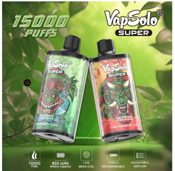 df98259478ee45970e3faef21ba80932 Vapsolo Super 15000 puffs Disposable E Cigarettes vape 650mah 2% 15 Flavors 15K puffs
