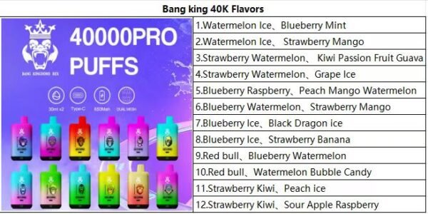 Bang king 40000 puffs Disposable E Cigarettes vape Double flavor 650mah 0/2/3/5% 12 Flavors 40K puffs