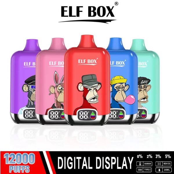 f41548ac9715e80b920087f5def3a52 ELF BOX Digital 12000 puffs Disposable E Cigarettes vape 500mah 0/2/3/5% 20 Flavors 20K puffs