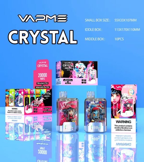 mmexport1728509981258 Vapme Crystal Twins 20K puffs Disposable E Cigarettes vape 1.0ohm 2%  20 Flavors 20000 puffs