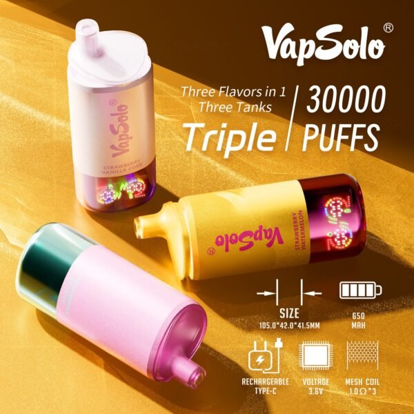 mmexport1734750042185 Vapsolo Triple 30000 puffs Disposable E Cigarettes vape 650mah 2% 10 Flavors 30K puffs