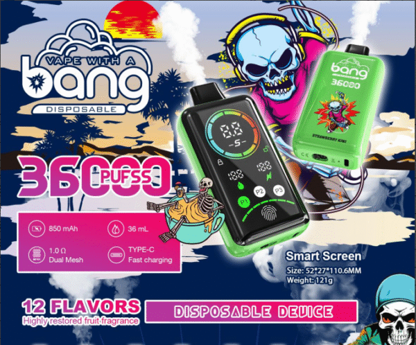 Bang 36K puffs Disposable E Cigarettes vape 850mah 36ml 0/2/3/5% 12 Flavors 36000 puffs