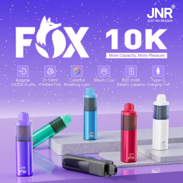 主图1 JNR Fox 10000 puffs Disposable E Cigarettes vape 800mah 2+10ml 2% 15 Flavors 10K puffs
