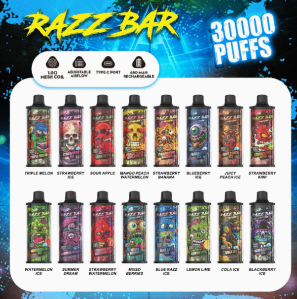 1752302959789 Razz Bar 30000 puffs EU warehouse Ship Disposable E Cigarettes vape 650mah 16 Flavors 30K puffs
