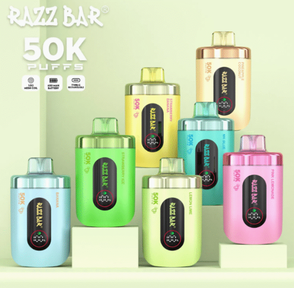 1752304037458 Razz Bar 50000 puffs Disposable E Cigarettes vape 650mah 16 Flavors 50K puffs