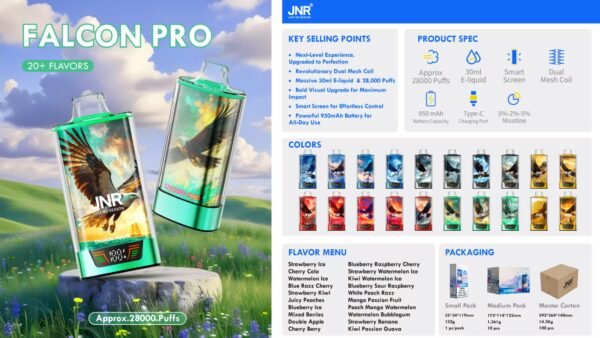 a268b0038776aaf322a18b4a0cb73e0 JNR Falcon Pro 28K puffs Disposable E Cigarettes vape 950mah 30ml 20 Flavors 28000 puffs