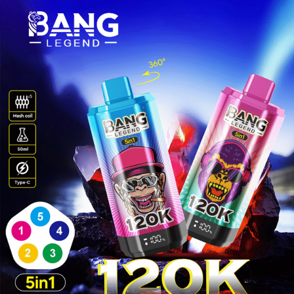 Bang 120K puffs 5in1 flavors Disposable E Cigarettes vape 650mah 40ml 12 Flavors 120000 puffs